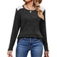 thumbnail image 3 of Camisas de Larga y Cuello Redondo para Mujer, Corte Holgado, Estilo Túnica Informal Elegante, Suéter, Ropa de Otoño e Invierno Negro S, 3 of 10