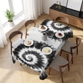 thumbnail image 3 of Black Gray Ombre Table Cloth Waterproof Tablecloths, Retro Abstract Tie-dye Tribal Boho Tablecloth Dining Table Cover for Kitchen Party Tabletop Outdoor, Rectangle Tablecloth 60x120 Inch, 3 of 9