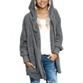 thumbnail image 4 of luvamia Women Casual Fuzzy Fleece Hooded Cardigan Pocket Faux Fur Outerwear Coat Size S-2XL, 4 of 5