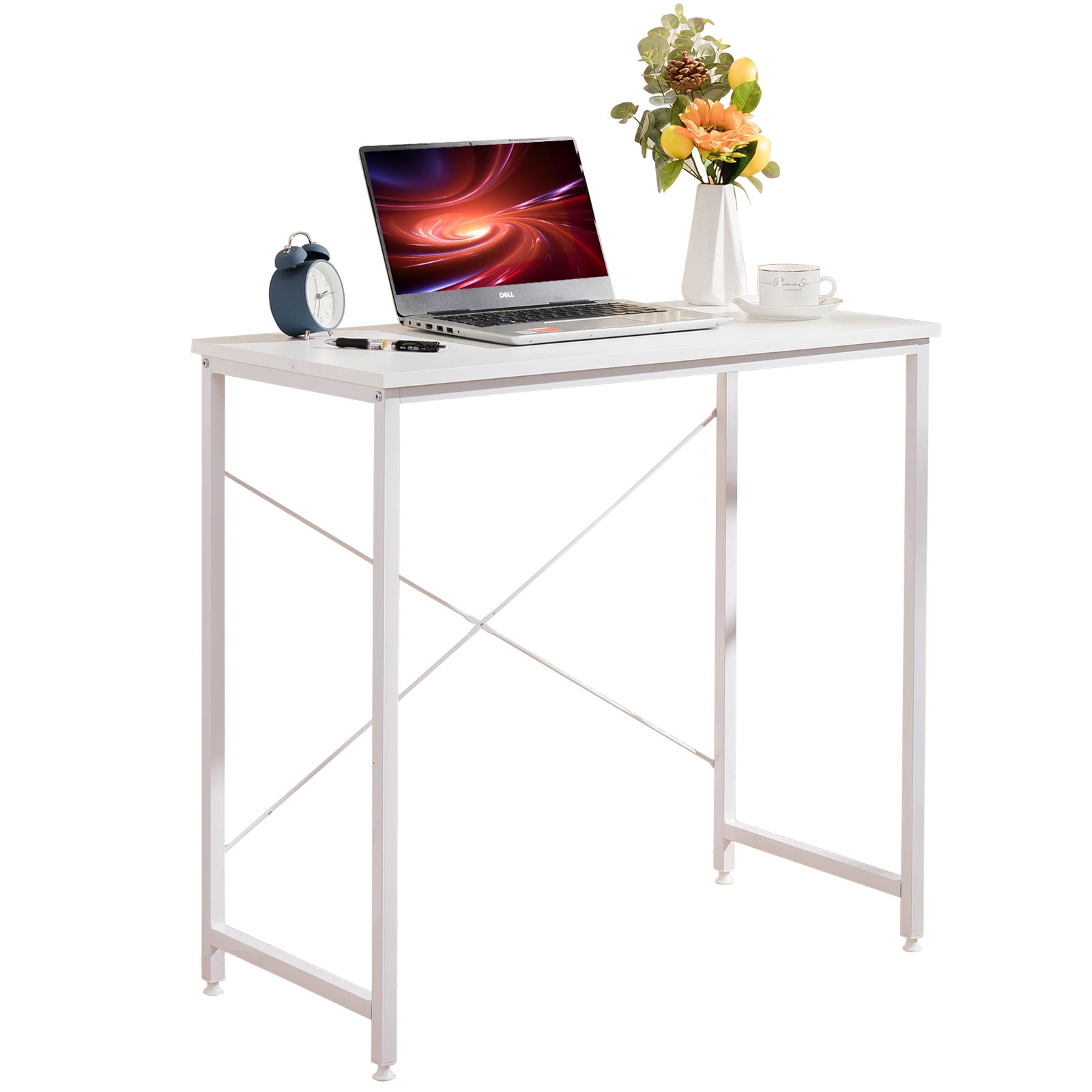 COMHOMA 32 inch Computer Desk, Study Writing Table for Small Space, Save Space Office Desk with Metal Legs