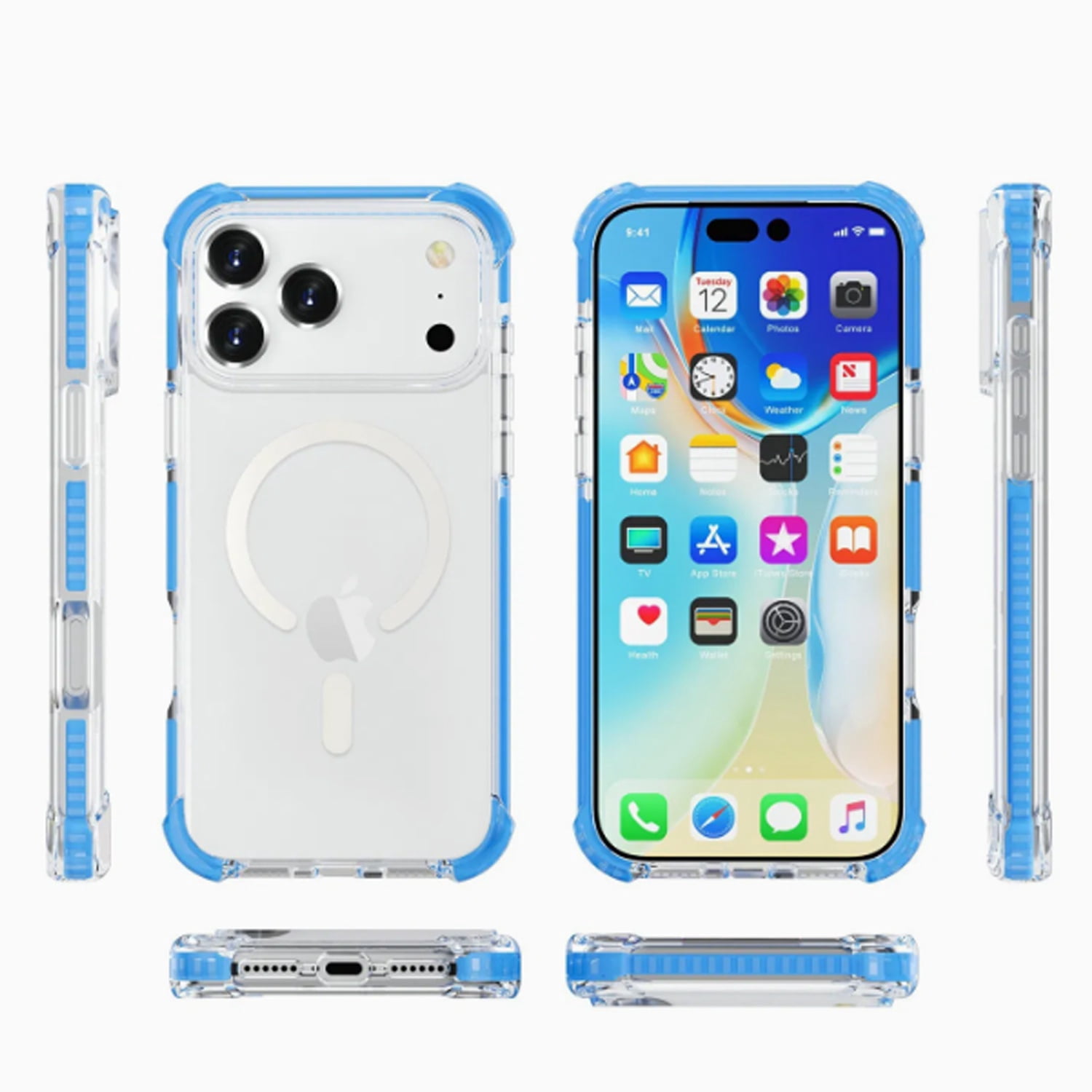 Lightweight Mesh Texture TPU Case for iPhone 17 Pro Max - Blue