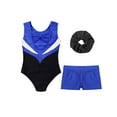 thumbnail image 6 of Haitryli Gymnastics Leotard for Girls Shiny Rhinestones Ballet Dance Unitard with Shorts Hair Band Set Blue 6, 6 of 7