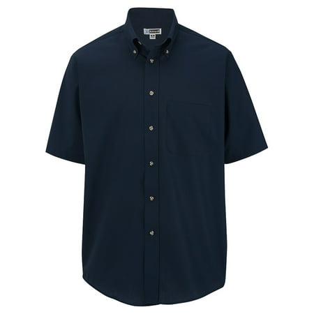 Men's Big And Tall Button Down Short Sleeve Poplin Shirt, NAVY, 3XLT