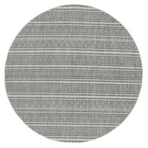 SAFAVIEH Courtyard Everette Geometric Indoor/Outdoor Area Rug, Black/Grey, 6'7" x 6'7" Round