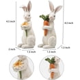 thumbnail image 5 of Easter-Decorations Bunny-Decor Spring-Figurines Table-Centerpiece - 2PC Spring Decorations Resin Rabbits with Carrot and Flower Tabletop Ornaments for Home Farmhouse 4.5H inch, 5 of 8