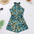 thumbnail image 4 of FYMNSI Mommy and Me Summer Short Romper Outfits Sleeveless Belted Casual Jumpsuit Overall for Beach Holiday Photo Shoot Blue (Baby 12-18M), 4 of 10