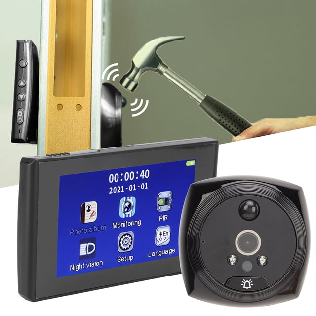 Timbre Con Vídeo Electrónico Visor De Puerta Con Cámara Electrónica Inteligente HD De 4,5 Pulgadas Con Detección De Movimiento