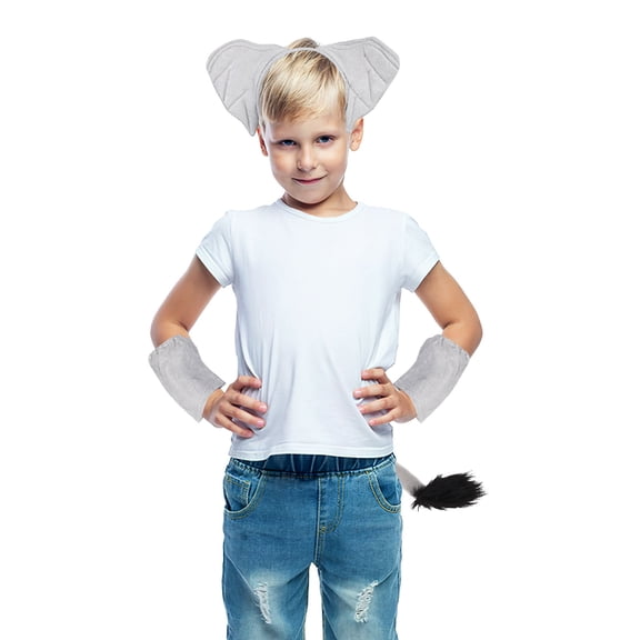OULII Dark Grey Elephant Costume Set with Comfortable Fabric for Cosplay and Performances