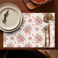 thumbnail image 6 of Pioneer Flower Floral Print Pattern Summer Linen Placemats Set Of 4, Washable Non-Slip Heat Resistant Table Mats for Kitchen, 12x18 Inch, 6 of 6