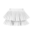 thumbnail image 3 of Yeaiivve Girls Layered Ruffle Skirt Summer Casual Elastic Waist Mini Skirts Tiered Pleated Tutu Skirt Kids School Uniform Skirts White 7-8 Years, 3 of 8