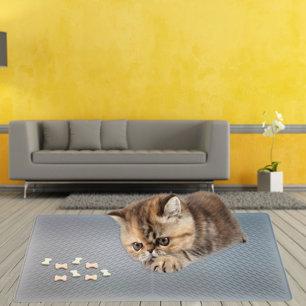 Multiuse Silicone Pet Mat for Cats Dogs Nonspill Dog Litter Mat Feeding Mat Dog Bowl Mat with Raised Edges