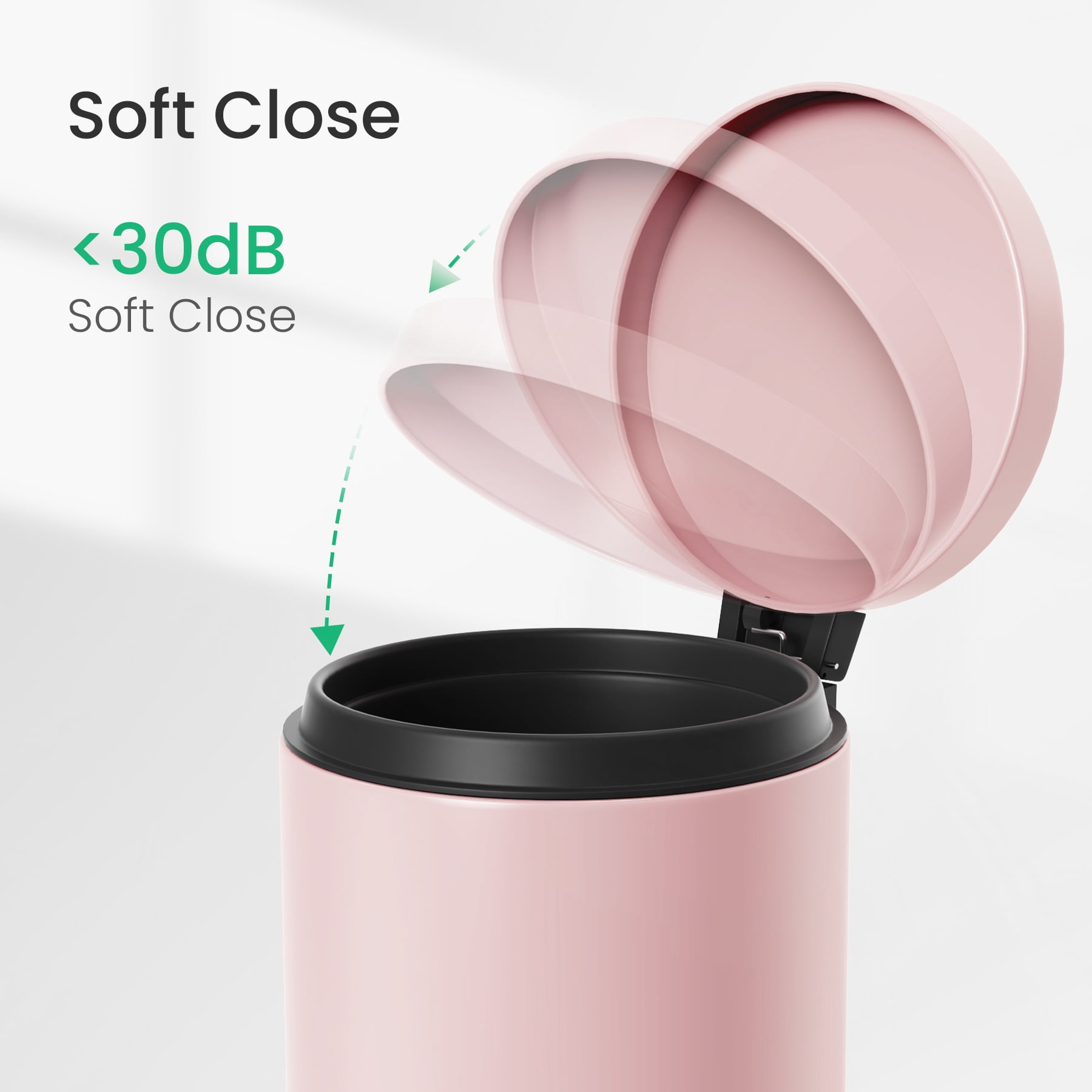 Cesun 1.2 Gallons Small Trash Can, Bathroom Garbage Can with Lid and Foot Pedal, Mini Round Wastebasket for Bedroom, Office, 4.5 Liters, Pink