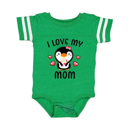 

Inktastic I Love My Mom with Cute Penguin and Hearts Girls Baby Bodysuit