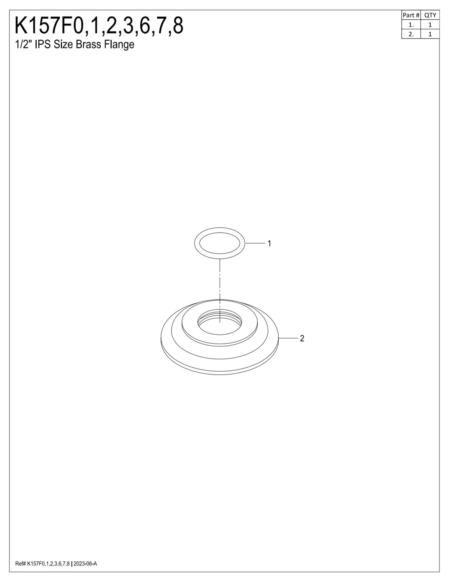 Kingston Brass K157F0  Round Shower Arm Flange, Matte Black