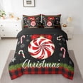 thumbnail image 2 of Homewish Boys Girls Candy Cane Bedding Comforter Set 7pcs,Geometric Plaid Grid Queen Bedding Sets Super Cozy,Merry Christmas Queen Sheet Sets,Super Cozy Room Decor,Reversible, 2 of 8