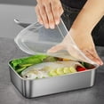 thumbnail image 4 of Stainless Steel Refrigerator Crisper Food Storage Box With Plastic Lid Prepare Seafood Fruit, 4 of 8