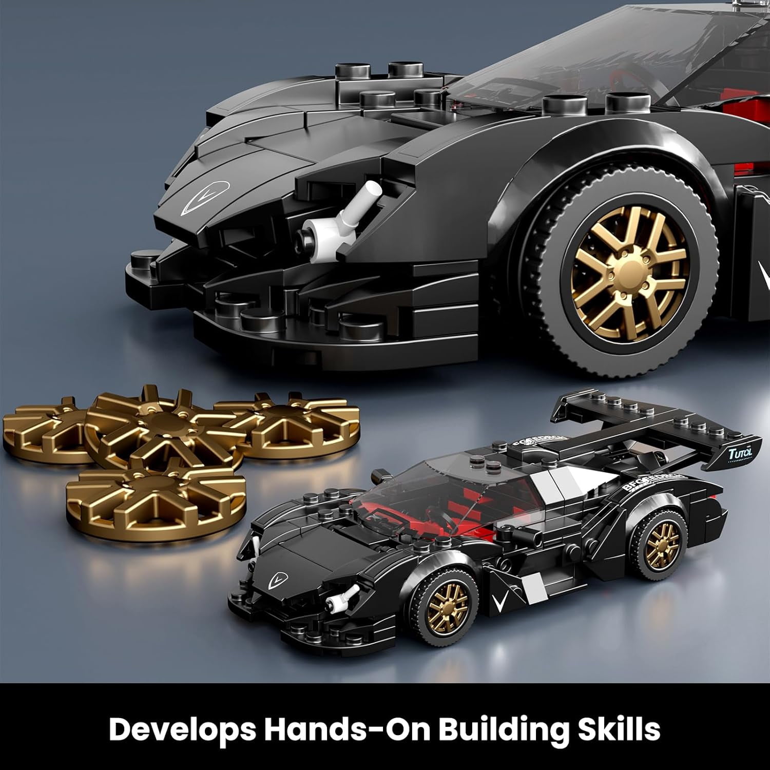 Super Sports Car Building Set with Display Case, 355 Piece Race Car Model Construction Toy,Collectible Vehicle Building Blocks Kit