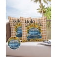 thumbnail image 6 of Pack of 2 Outdoor Pillow Covers, Summer Blue Truck with Sunflowers Orange Plaid Waterproof Square Throw Pillowcase Cushion Decorative Pillow Covers for Couch Patio Tent, 18x18 in, 6 of 6