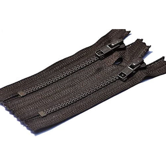#5 Molded Brown Vislon YKK Closed Bottom Zippers - Color: Brown #570 - Choose Your Length - Made in The United States (2 Zippers Per Pack) (20" Inches)