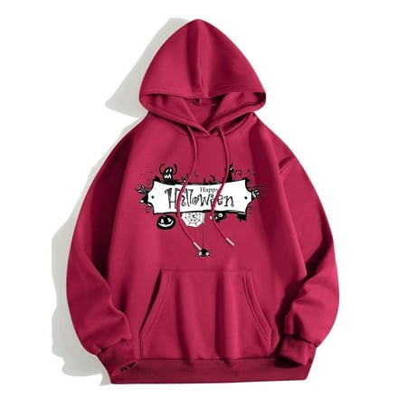 MKLEKYY Pull Bleu Clair pour Femmes Imprimé Alphabet Mode Cool Automne Hiver Manches Longues Pull à Capuche avec Cordon
