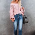 thumbnail image 4 of PiGOGI Women's Loose Neck Knitted Pullover Top Long Sleeve Casual Versatile Sweater Pink S, 4 of 6