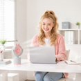 thumbnail image 6 of Portable Desktop Fan Cute Bunny Shaped Personal Fan Rechargeable USB Powered with Oscillating Base and Adjustable for Home Desk Dormitory Summer Gift, Light Green, 6 of 7