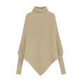 thumbnail image 4 of MIASHUI Women's Fall Winter Irregular High Neck Solid Color Sweater Loose Knit Top, Asymmetrical Design for a Modern Look Khaki,One Size, 4 of 4