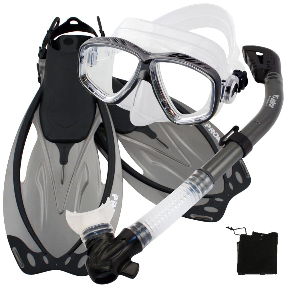 Snorkel Set with Fins Mask Snorkel for Snorkeling Scuba Diving, TiMLXL