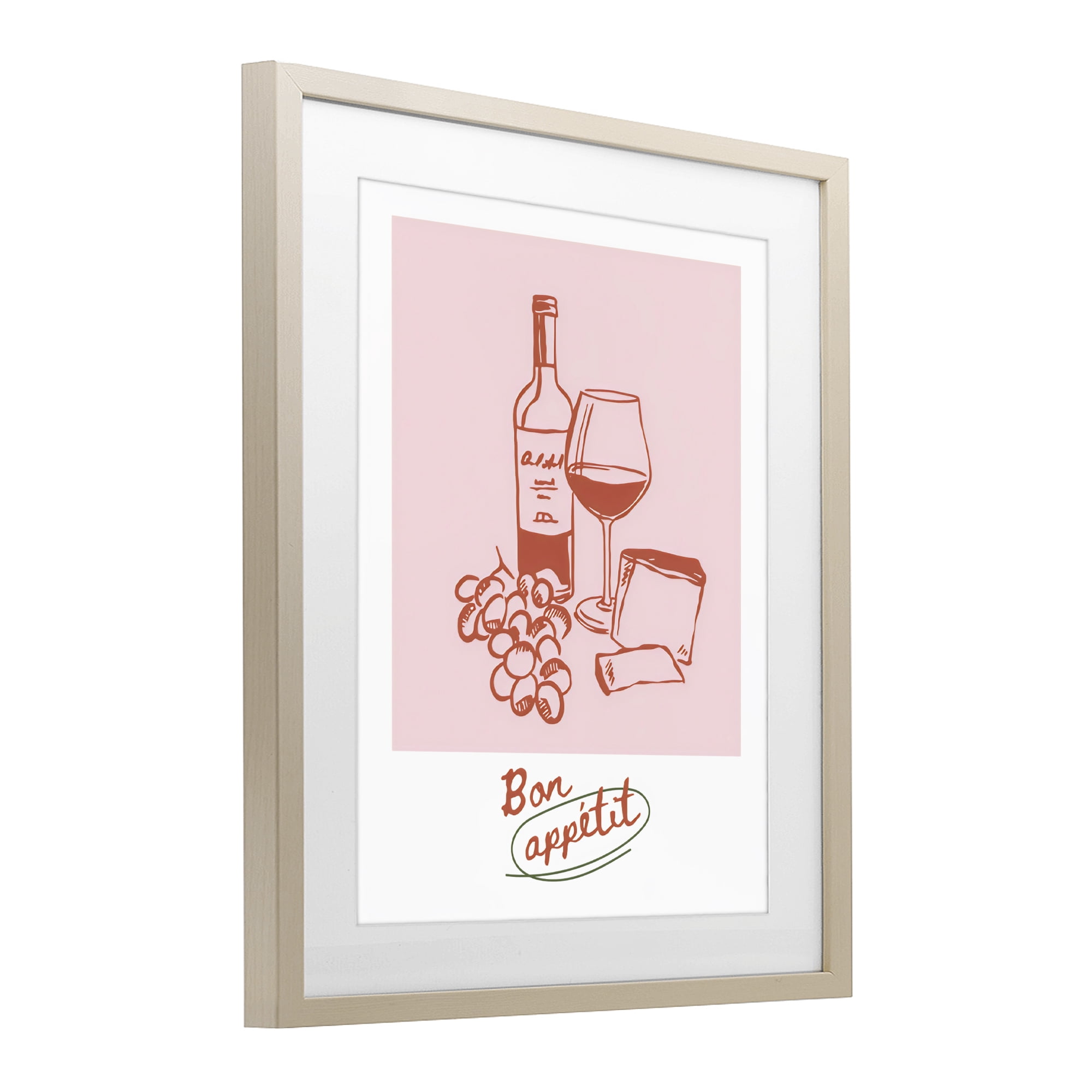 Stupell Industries Bon Appetit Wine & Grapes Birch Framed Print Under Glass, design by The Prints Vibe