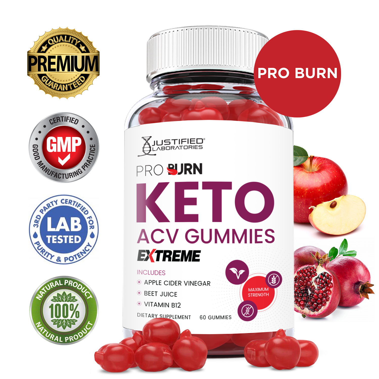 Pro Burn Keto Extreme ACV Gummies 2000mg Dietary Supplement 60 Gummys