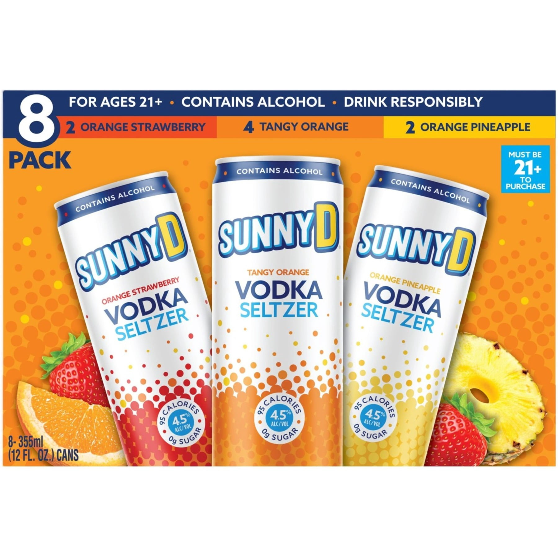 Sunny D Classic Variety Pack Orange Cocktail, 8 Pack 12 oz Cans, 5