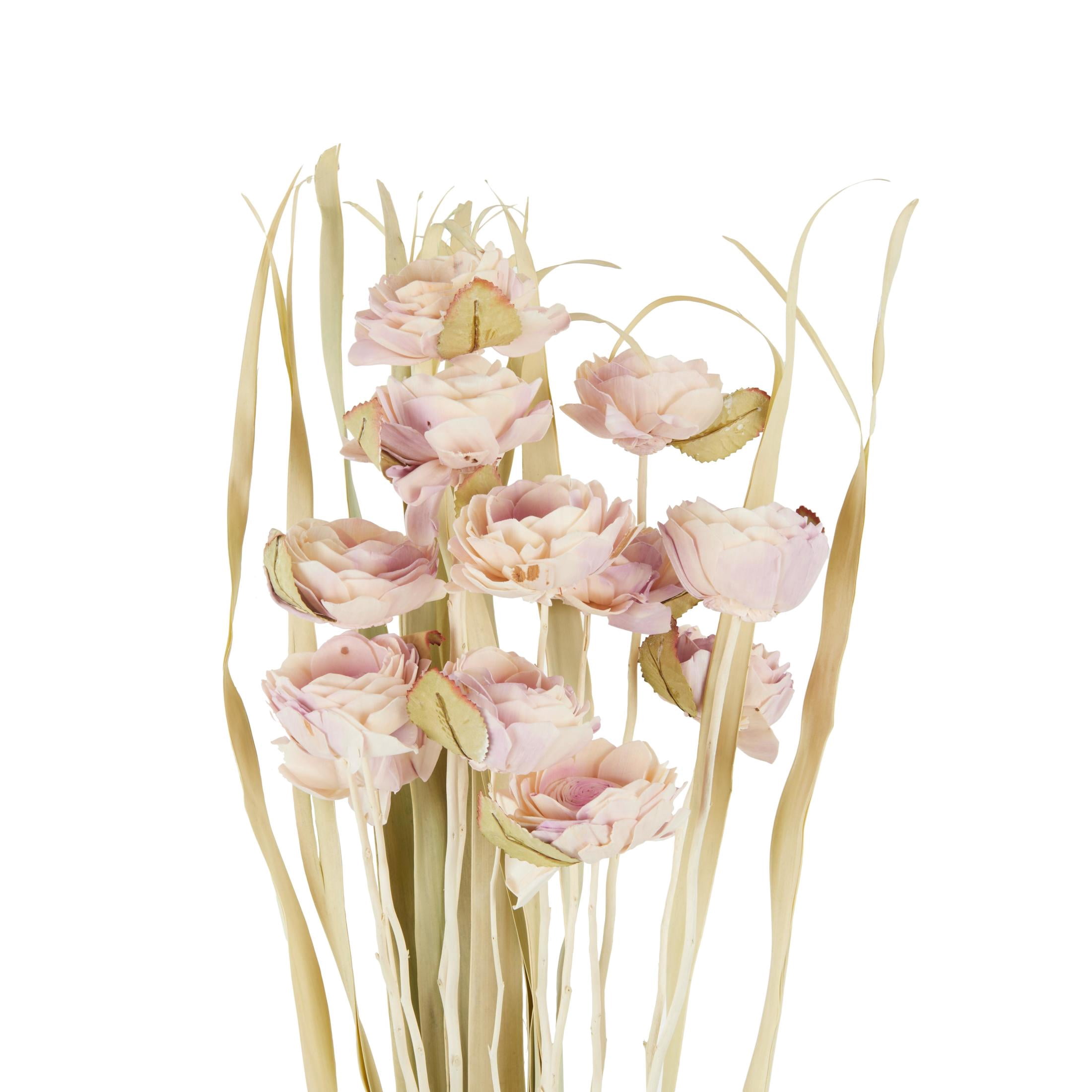 49" Tall Dried Plant Natural Foliage Bouquet with Pink Petals, by DecMode