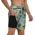 thumbnail image 3 of Balery Hawaiian Style Mens Swim Trunks Swim Shorts for Men Quick Dry Inseam Beach Shorts with Compression Liner Pocket-XX-Large, 3 of 9