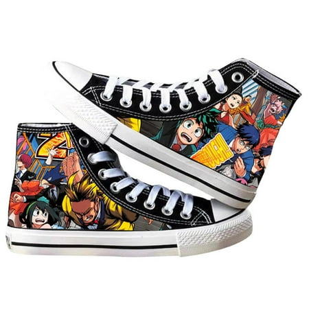 

High Top My Hero Academia Canvas Shoes Izuku Shoto Katsuki Might Pattern Sneakers My Hero Academia Casual Shoes for Boys Teens Men Anime Sneakers Campus Casual Shoes