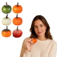 thumbnail image 6 of Decorr 10 Pack Mini Artificial Pumpkins, 2" Fall Harvest Simulation Pumpkins Decor Fake Fruit Home Decor for Halloween Thanksgiving Party Decorations (Red), 6 of 6