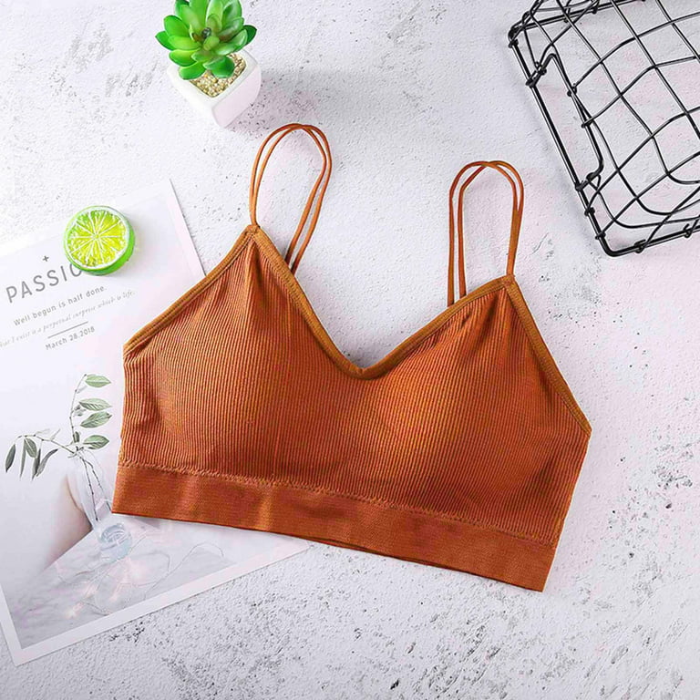 Bras for Women Pumping Bra Women's Ruched Sports Bras Padded Workout Tops  Medium Support Crop Tops Tank Tops with Built In Bras Thermal Underwear for  Women New Arrival Orange,S 