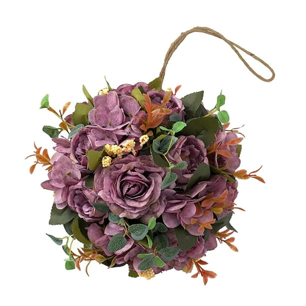 Ramo de bolas de flores artificiales de 20 cm para decoración de bodas, guirnalda de flores colgantes Violeta