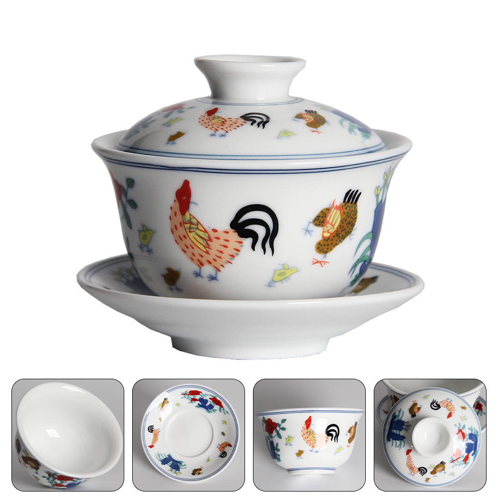 Homemaxs Decorative Tea Cup Tea Bowl with Saucer Lid Ceramic Tea Mug Business Gift Tea Ware - image 3 of 6