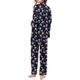 thumbnail image 4 of Womens Pajama Sets Halloween Satin Button Down Long Pant 2pc Fall Sleepwear Halloween Pajamas for Women Set Blue 2XL, 4 of 5