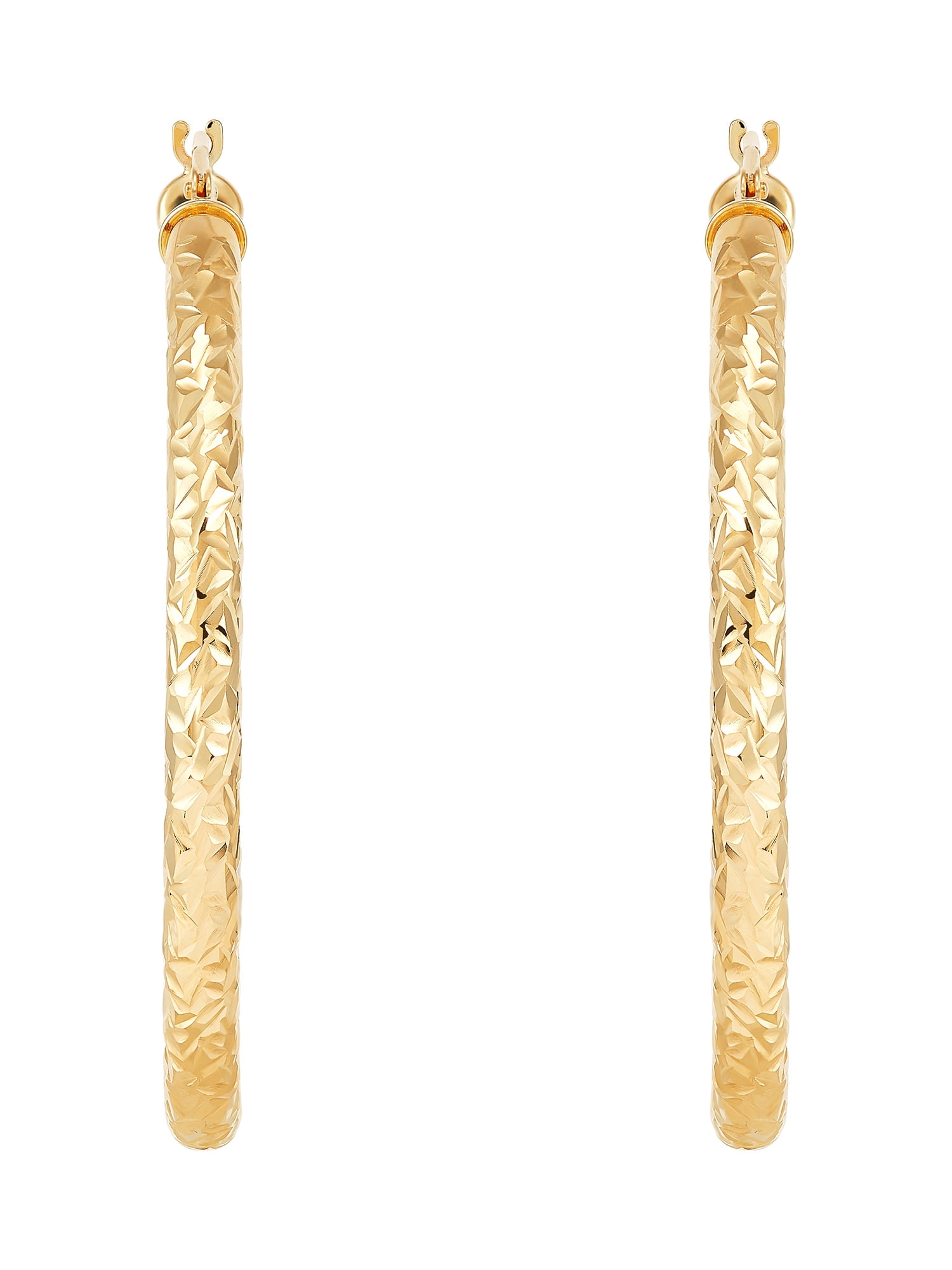 Brilliance Fine Jewelry 10K Yellow Gold 3MM X 40MM Hollow Round Hoop Earrings