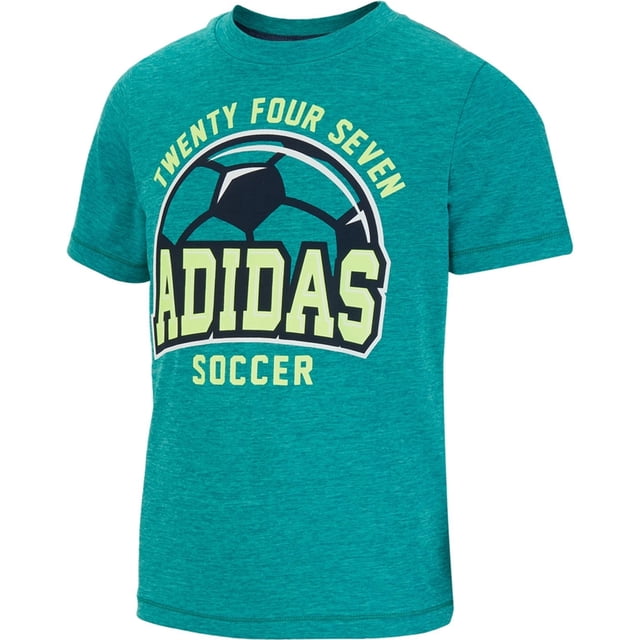Camiseta gráfica adidas Climalite Hoops para niños, azul, 4
