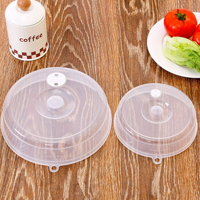 Set of 2 Plastic Microwave Plate Cover Clear Steam Vent Splatter Lid 10 New