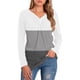 thumbnail image 2 of Sonducket Camiseta de mujer con cuello en V Blusa informal delgada de manga larga con bloque de color, negro, S Prendas para la parte del cuerpo Blanco S Sonducket AP003524-11, 2 of 5