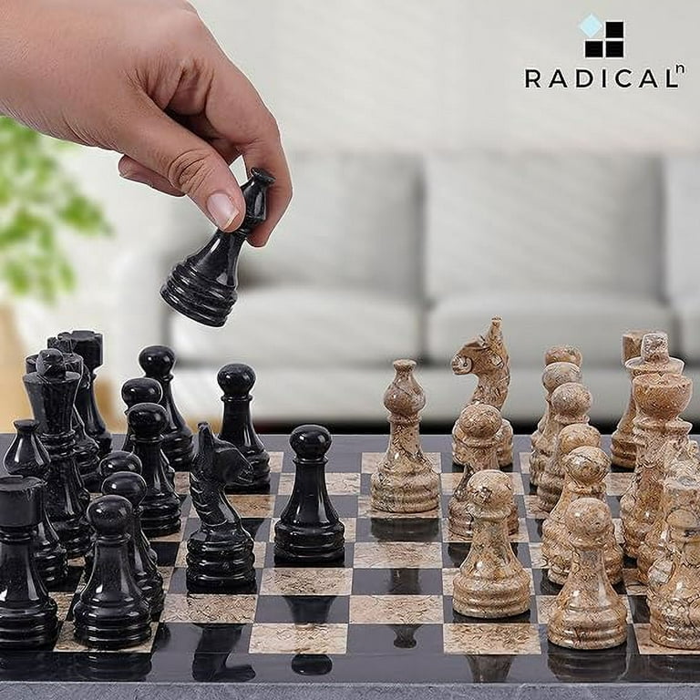  Radicaln Marble Chess Set 15 Inches Black & Multi Green  Handmade Chess Board Game - 1 Chess Board & 32 Chess Pieces - 2 Player  Games for Adults - Chess Sets Game : Toys & Games