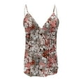 thumbnail image 2 of Gibobby Mujeres Verano Cuello en V Boho Estampado floral Camisetas sin mangas Casual Camisas sin mangas Camis(Naranja,XG), 2 of 5