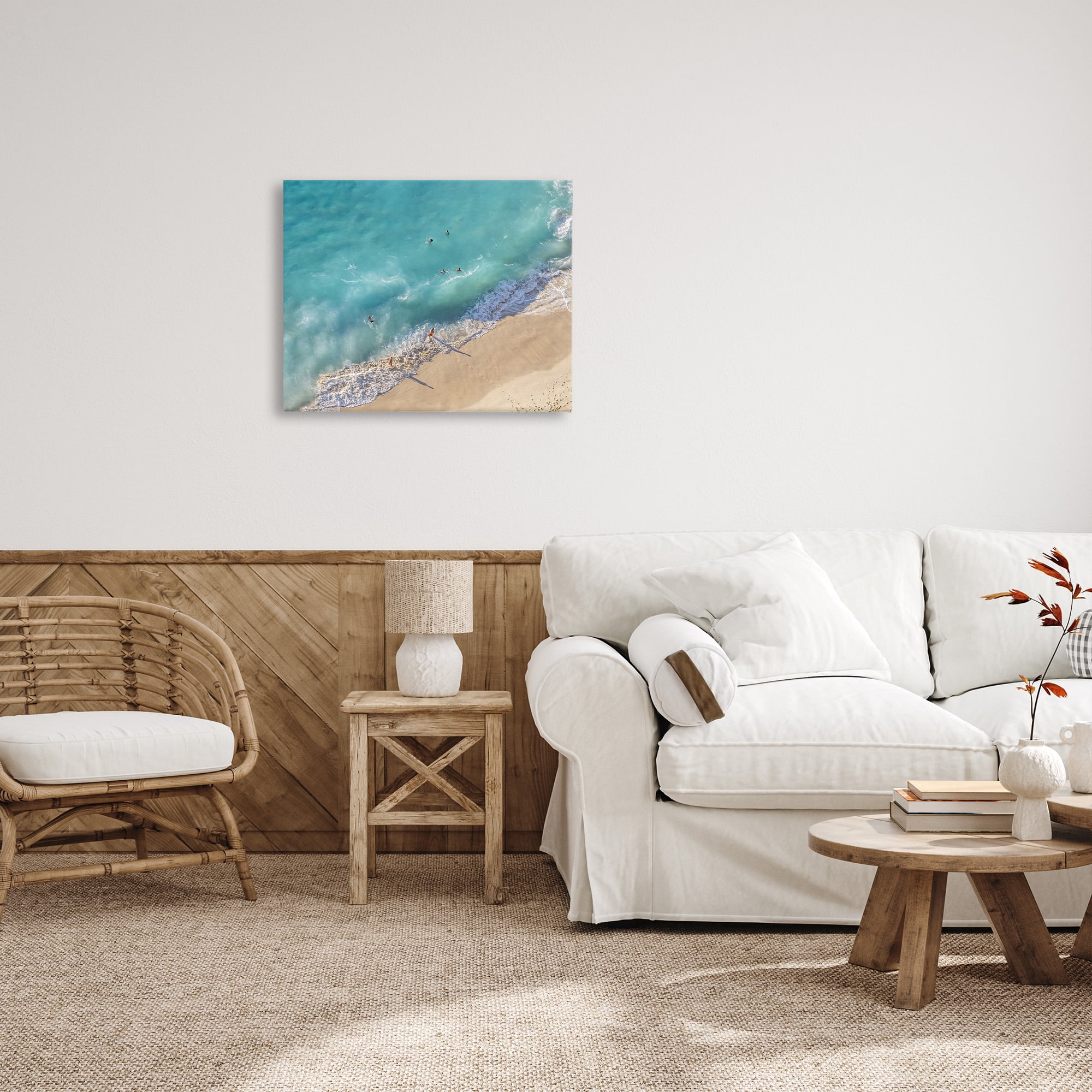 Stupell Industries Aerial Beach View Landscape Photography Gallery Wrapped Canvas Art Print Wall Art, 30 x 24