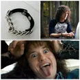 thumbnail image 2 of Eddie Munson Chain Bracelet Classic Hot Tv Series Stranger The Things Same Paragraph Stainless Steel Leather Bracelet, 2 of 3