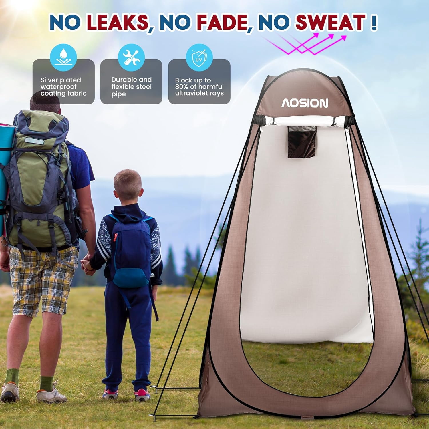 Privacy Shower Tent,Pop Up Changing Tent,Camp Bathroom Changing Dressing Room,Sun Sunshade Canopy Outdoor Rain Shelter for Camping Hiking Beach Picnic Fishing. (Browm)