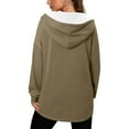 thumbnail image 6 of hotojiny Womens Oversized Sweatshirts Lightweight Drawstring Hooded Pullover Fall Long Sleeve Quarter Zip Tops Fall Spring Clothes, 6 of 6