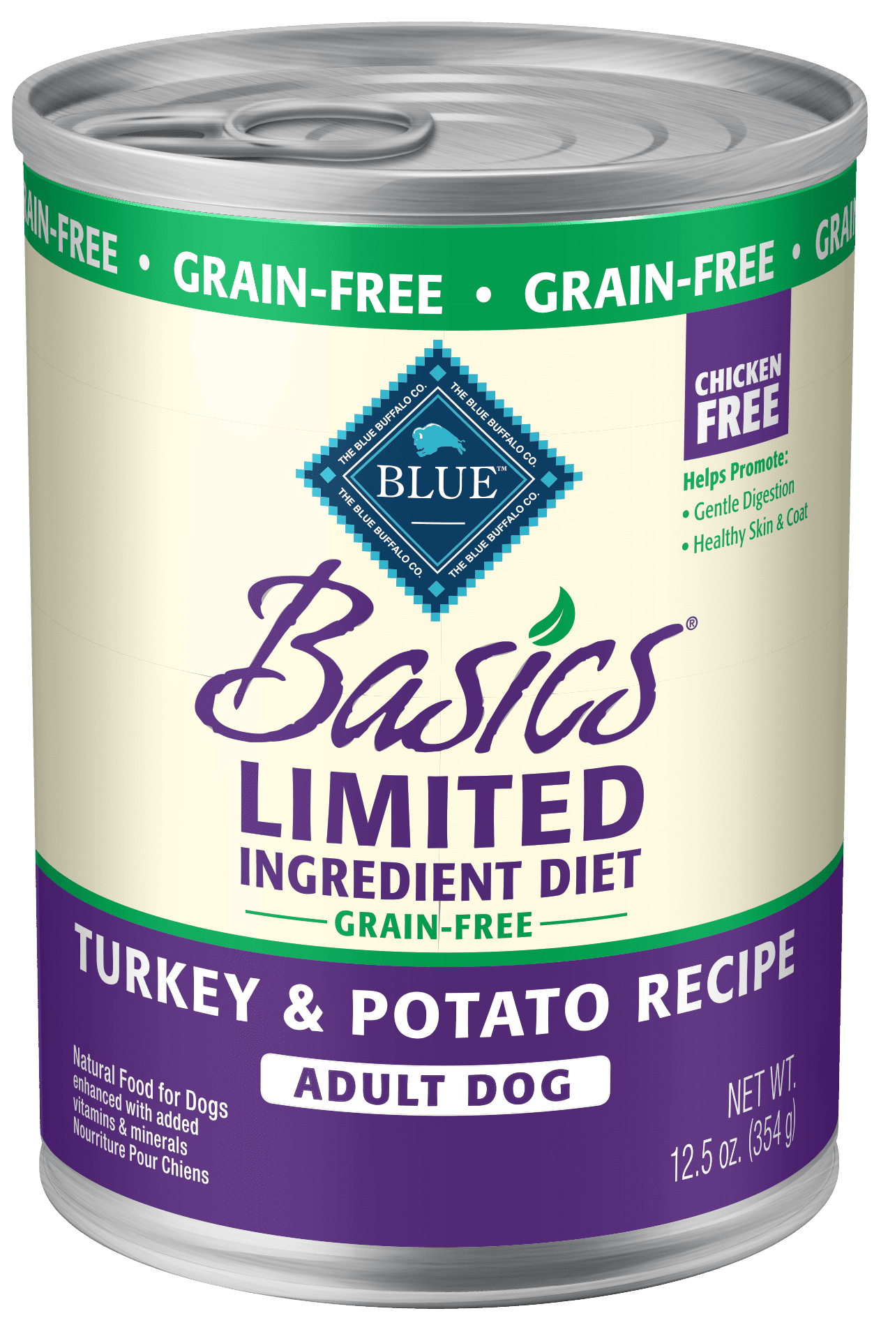 Blue Buffalo Basics Limited Ingredient Diet, Grain Free Natural Adult Wet Dog Food, Turkey 12.5 ...